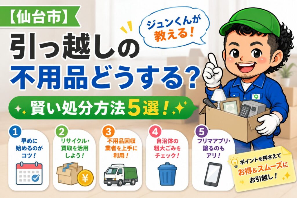 仙台市】引っ越しの不用品どうする？ジュンくんが教える賢い処分方法5